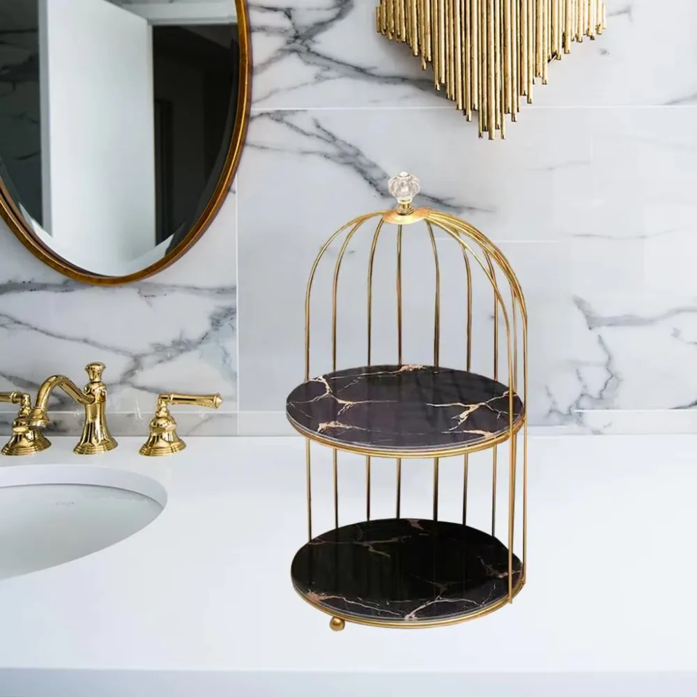 

Easy to Clean Bird Cage Jewelry Rack Large Capacity Waterproof Iron Storage Holder Rust-proof Desktop Display Stand Home