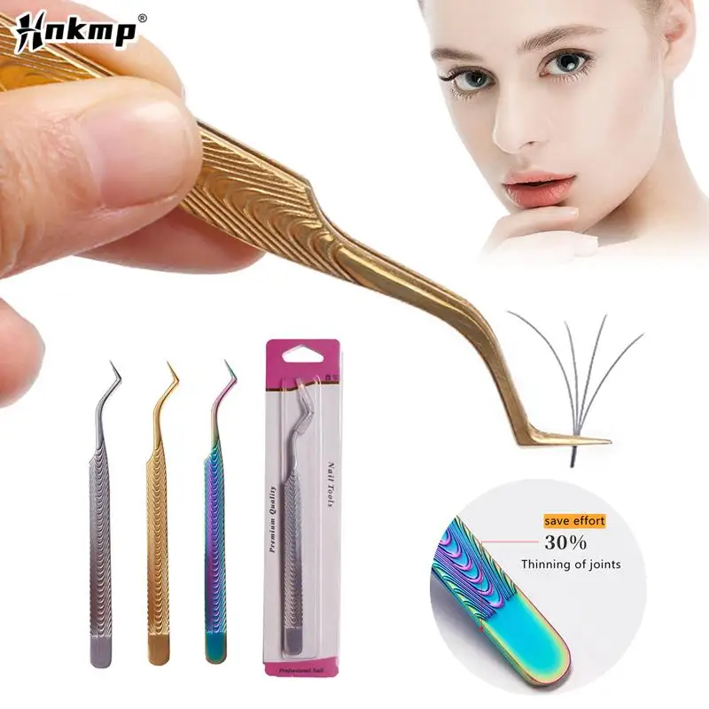 1Pc Eyelash Tweezers Stainless Steel Anti-static Non-magnetic Professional Pincet 3D Lashes Extension Tweezer Makeup Tools