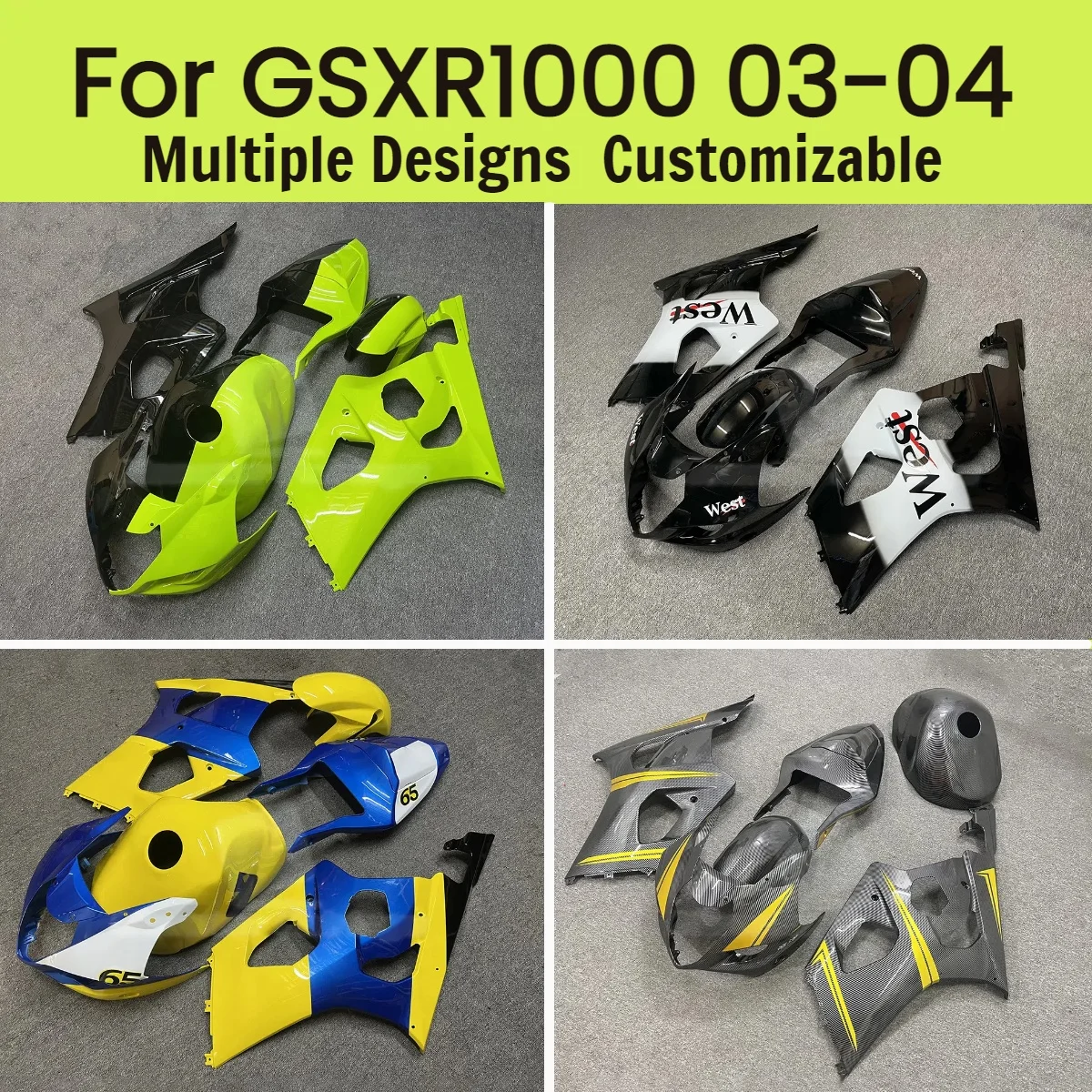 

Injection Fairing Kit GSXR 1000 2003 2004 Carbon Fibre ABS Plastic Fairings Panel Set Bodywork Fit for GSXR1000 03 04