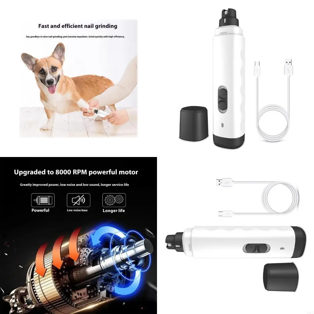 

Low Noise Pet Grinder Ergonomic Handle 2 Speed Mode Adjustment Trimmer For Dog And Cats Grooming Accessory X3UC