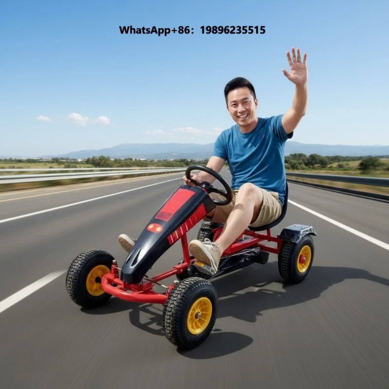 Exclusive Mold Steel Frame Single Rider Pedal Go Kart for Outdoor Family Entertainment 8+ Years Kids & Adults