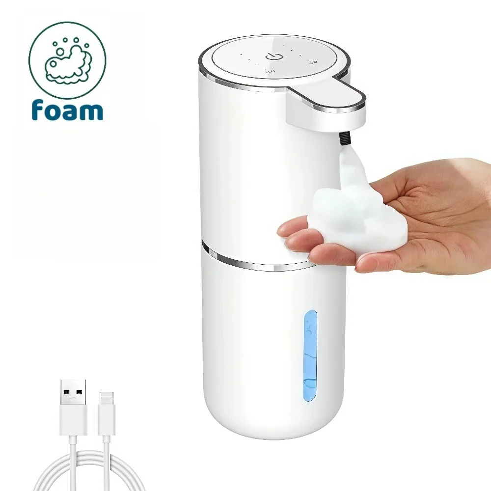 Dispensador automático de jabón en espuma P11 de 380ML, máquina inteligente para lavarse las manos en el baño con carga USB, material ABS blanco