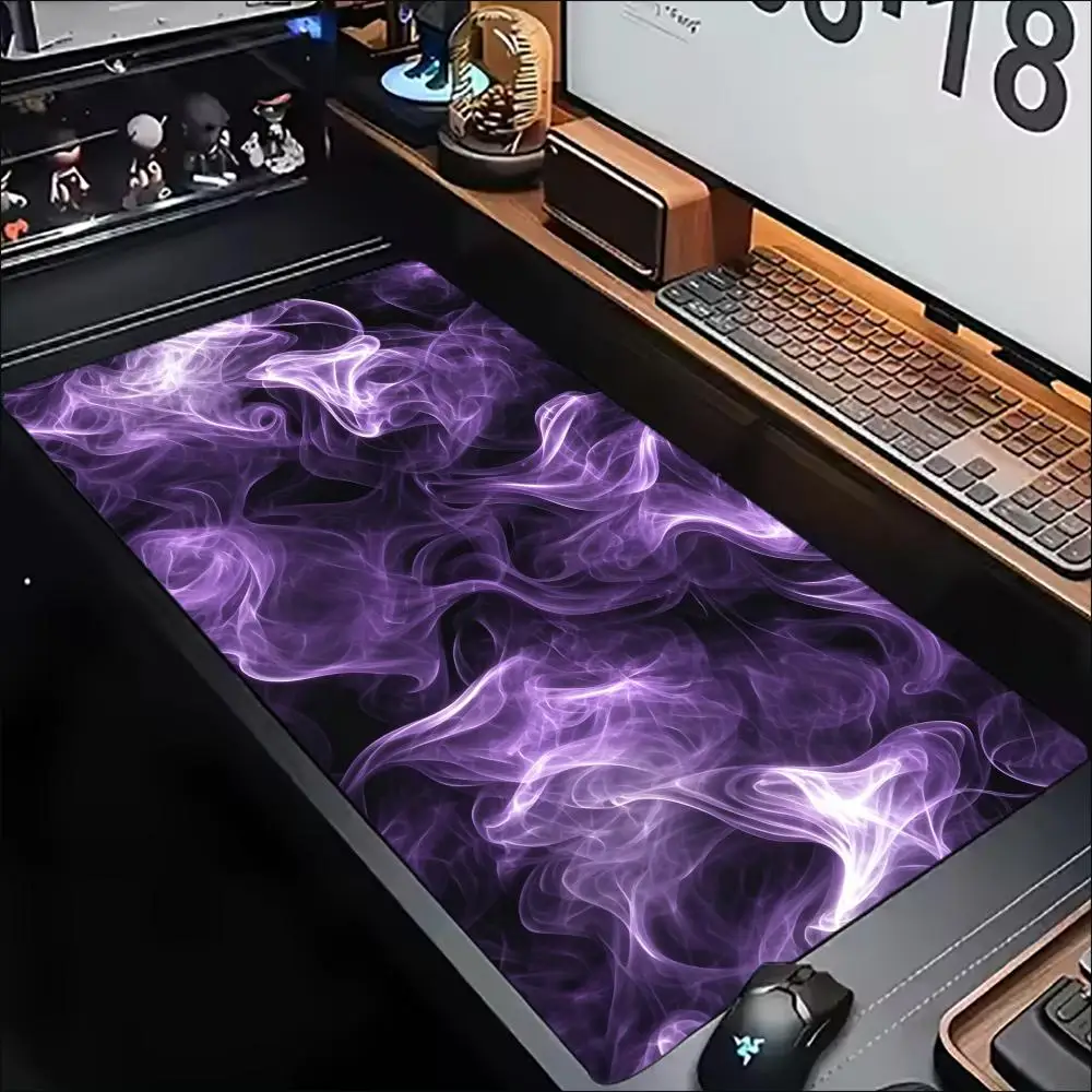 Purple Smoke Nebula Large Desk Mouse Pad Non Slip Rubber Keyboard Mat Desktop Decor For Office Laptop Gaming Workstation