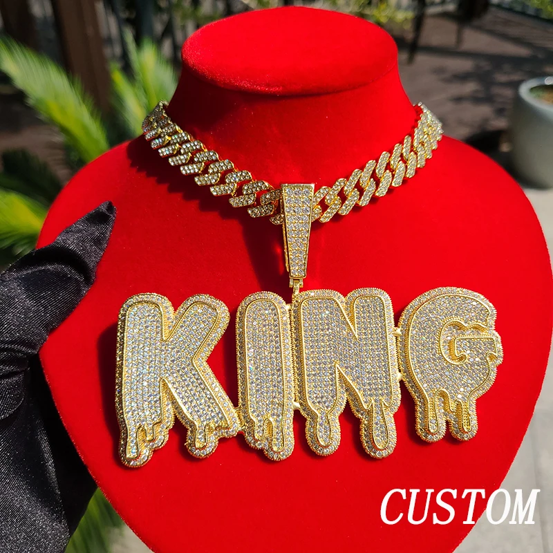 

Custom Name Necklace Big Drip Letters Pendant Customized Word Hip Hop Jewelry Drop Shipping
