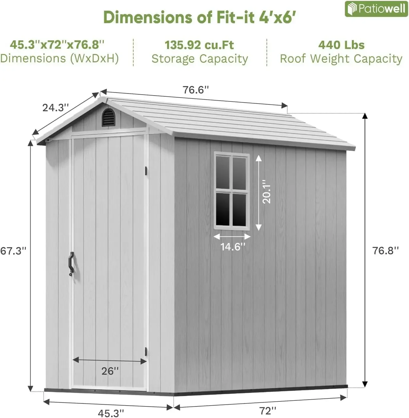 4 x 6 FT Resin Storage Shed with Floor, Outdoor Plastic Garden Shed with Lockable Door & Window, Easy Assembly Tool Shed for Bac