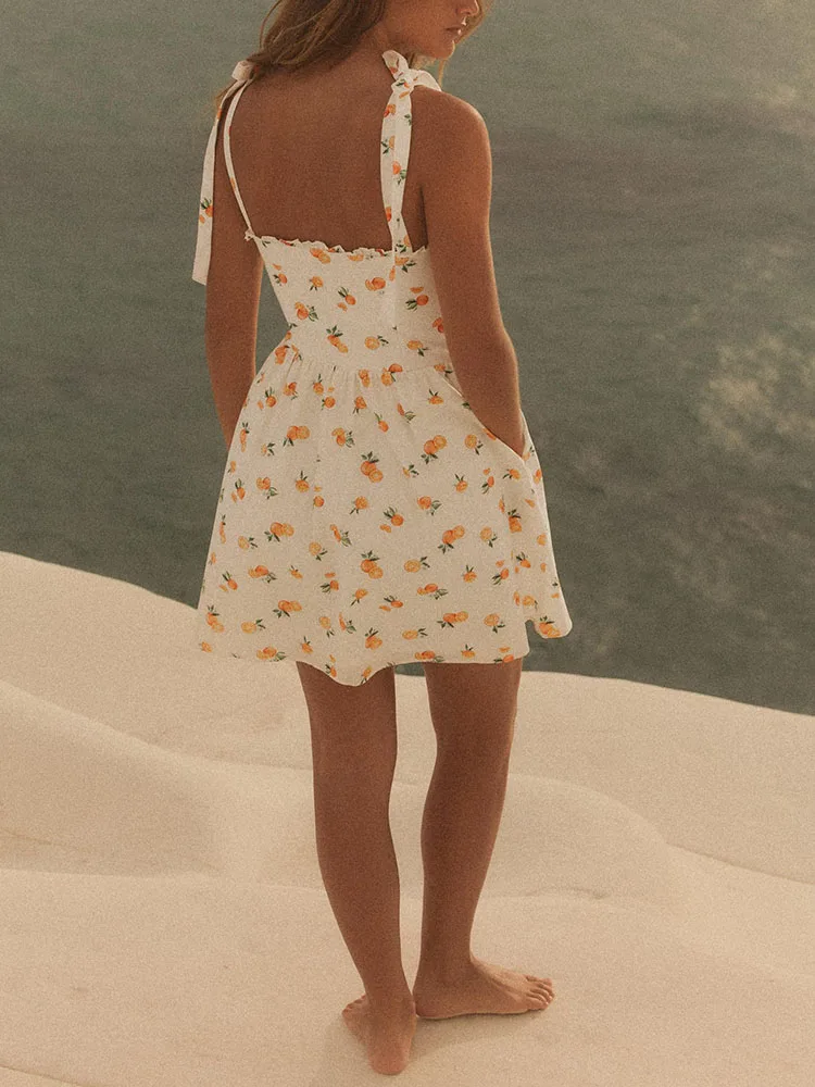 

Новое летнее женское платье Dr Elely Svel с оранжевым принтом, шелковое марлевое платье, этнический сценический костюм, 2025 сезонная мода