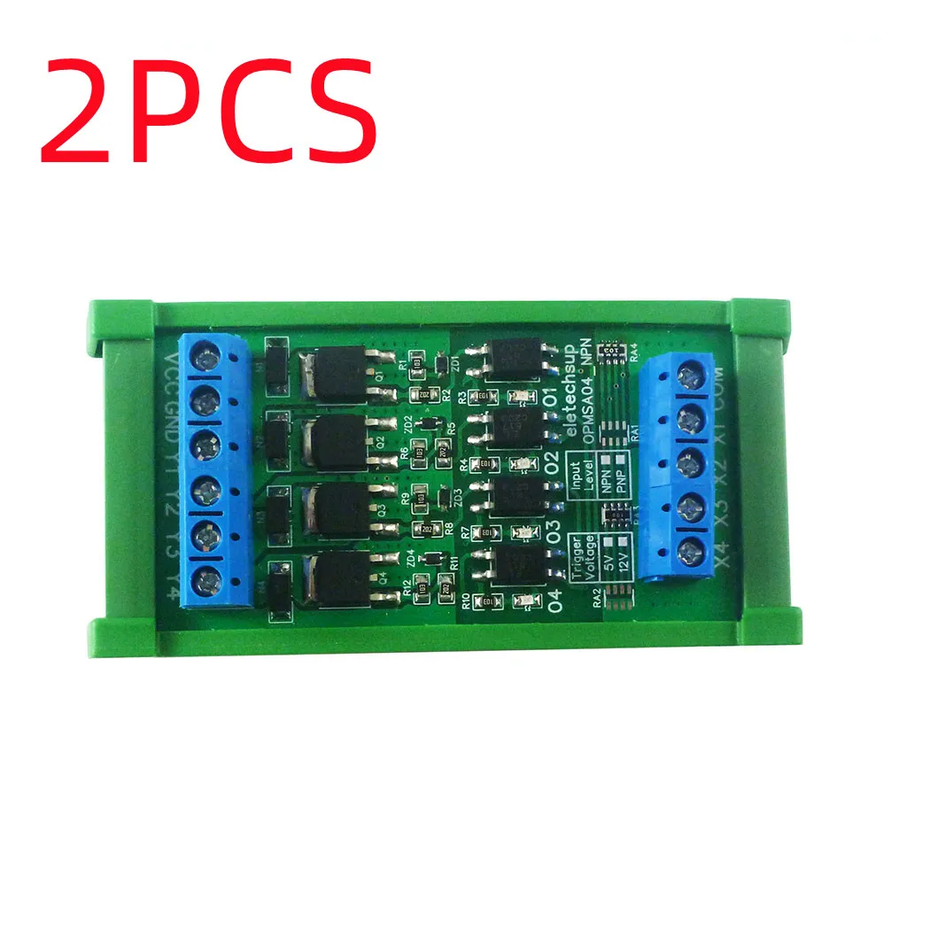 4CH 5A NPN/PNP PLC Signal Amplifier Din Rail Mount Board Isolation MOS Tube Module Digital Logic Level Converter DC 3.3 5 12 24V