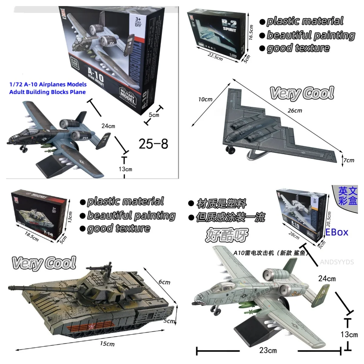 

Creative Military Series Building Blocks ABS Multi-Purpose Fighter B2 Main Battle Tank T14 A-10 Model Toys For Boy Xmas Gift