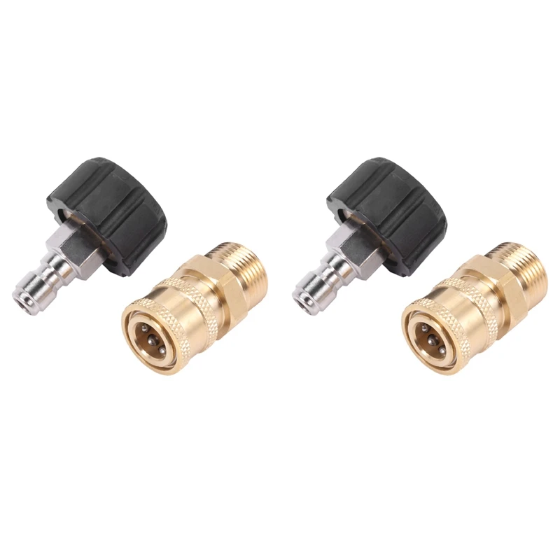 

2X Pressure Washer Adapter Set M22 To 1/4 Inch Quick Connect Kit, M22 14Mm To 1/4 Inch Quick Connect Kit