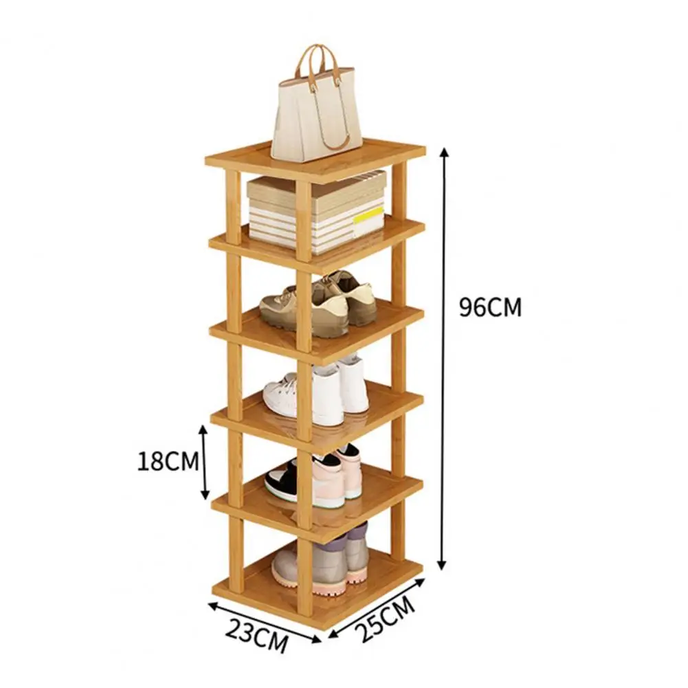 

Great Load Bearing Multi-purpose Entryway Shoes Storage Shelf Six Layers Stable Structure Waterproof Large Capacity Bamboo