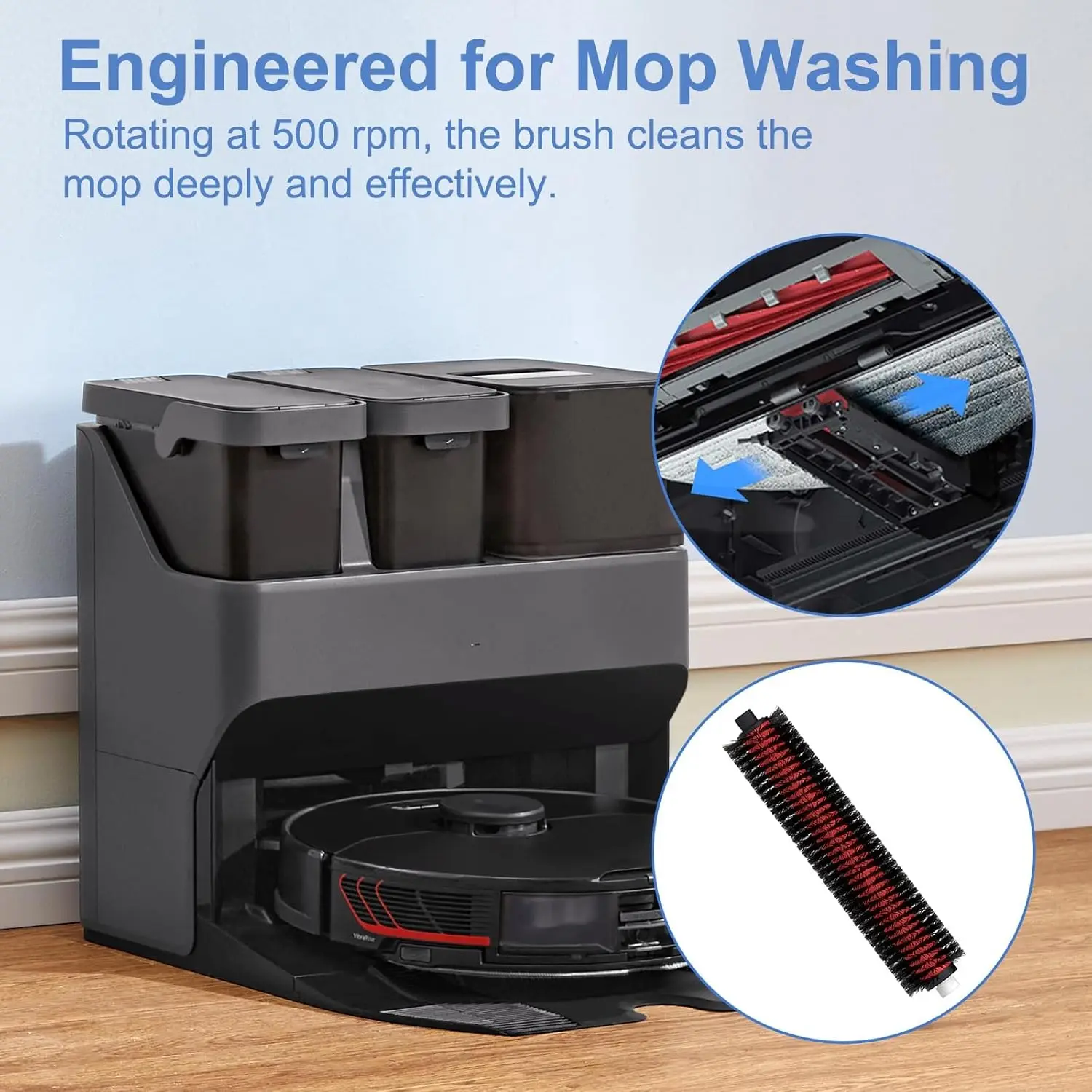 High-Speed Cleaning Brush Compatible with Roborock S8 Pro Ultra  Cleaner for Mop Washing