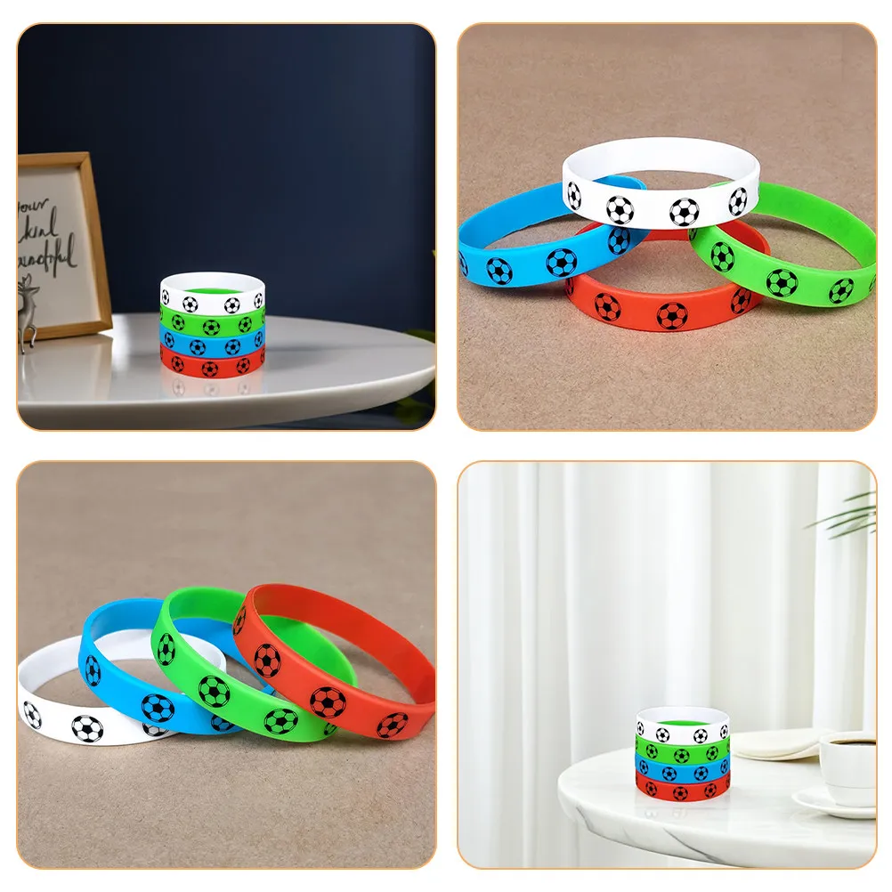 12Pcs Soccer Bracelets Silicone Wear-Resistant Sports Wristbands Team Fans Outdoor Sports Bracelet Party Favors Lightweight