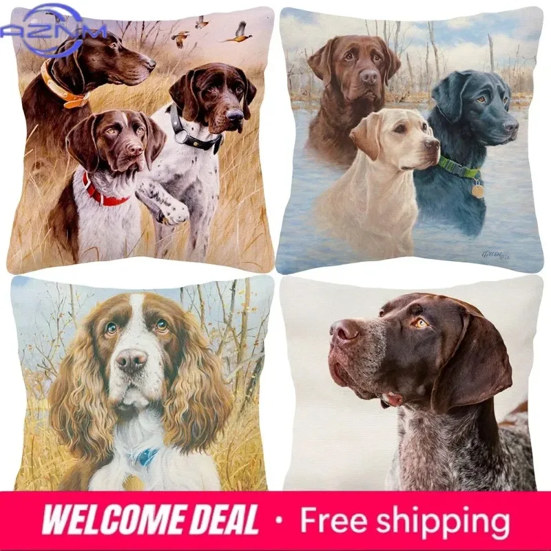 German Shorthaired Pointer Dog Yellow Labrador Cushion Cover Home Decorative Sofa Throw Pillow Case