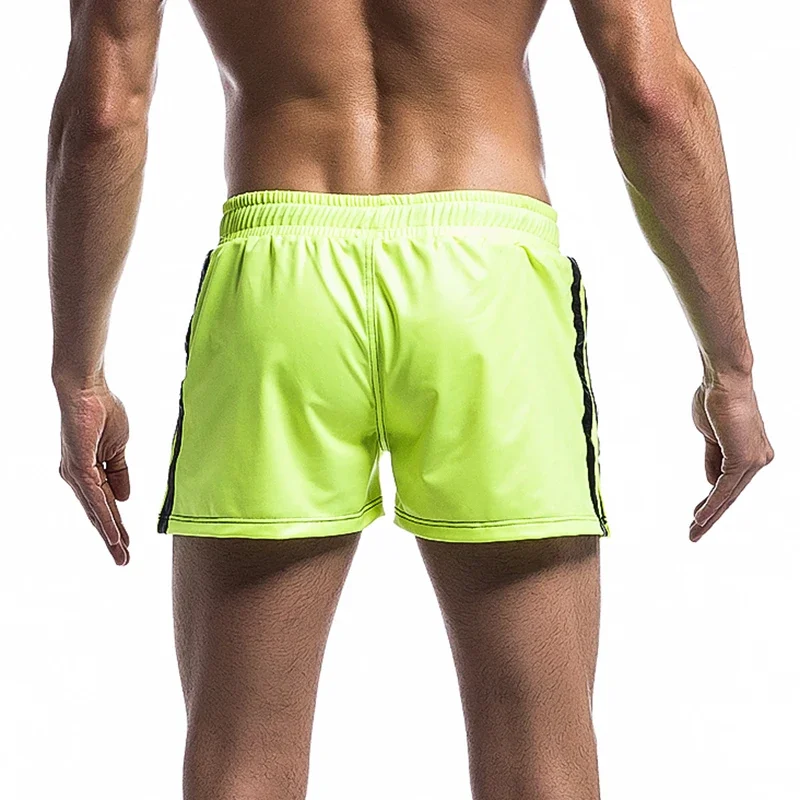 Short décontracté en cuir PU pour homme, séchage rapide, maillot de bain, poche, sport, gym, course à pied, natation, surf