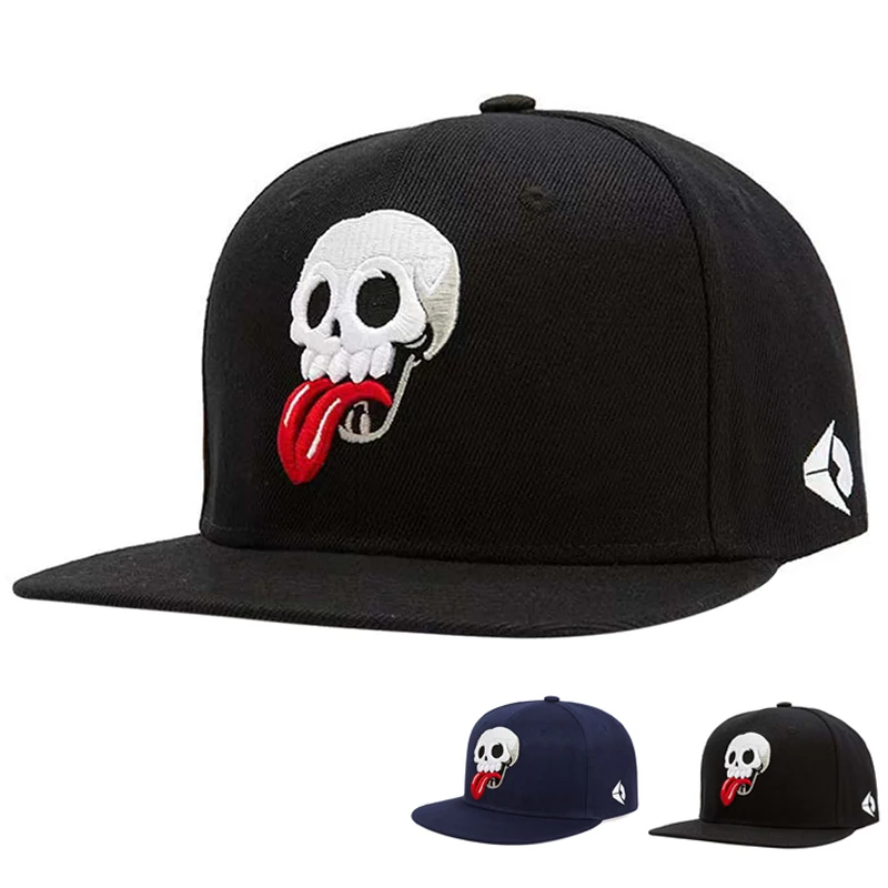 Unisex Skeleton Embroidery Hip-hop Hats Spring Autumn Adjustable Casual Snapback Baseball Caps Outdoor Sunscreen Hat