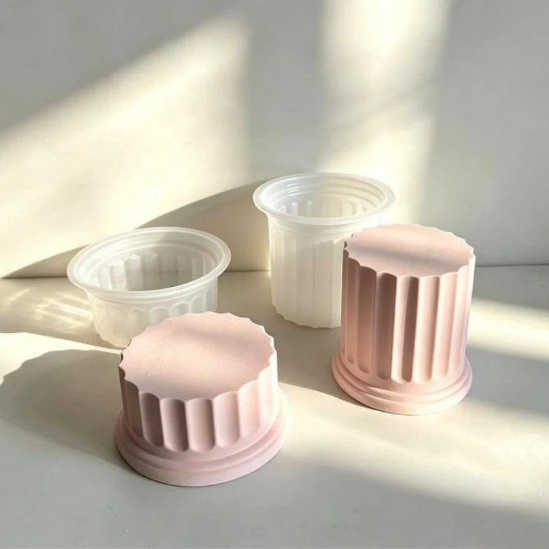 Round Column Cement Plaster Jewelry Riser Base Holder Silicone Mold Circular Candle Home Decoration Epoxy Resin Mould