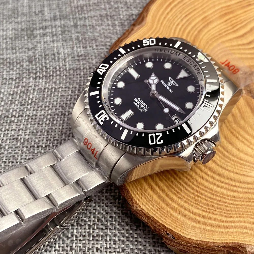 Tandorio Kustom 43Mm Casing Laut Dalam NH35A Jam Tangan Renang Dalam Otomatis Pria Kaca Safir 10ATM Gelang Baja Tahan Air Tanggal