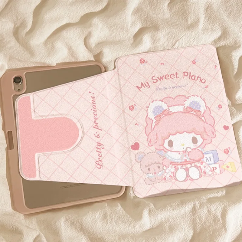 

Чехол Kawaii Melody Ipad для Pro Air 11 дюймов, вращающийся чехол 2025 A16, 11th, 10th, 9th, 10,2 дюйма, Air4, 10,9 дюйма, акриловый чехол для планшета Mini6