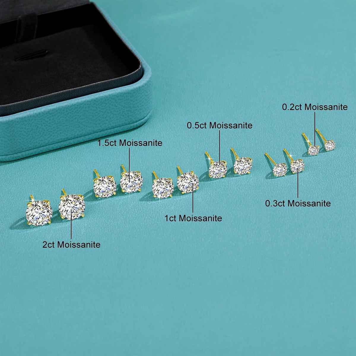 14K Gold Filled Studs Classic 4 Claws Moissanite Diamond Stud Earrings for Women 0.4 to 6ct GRA Engagement Wedding Jewelry