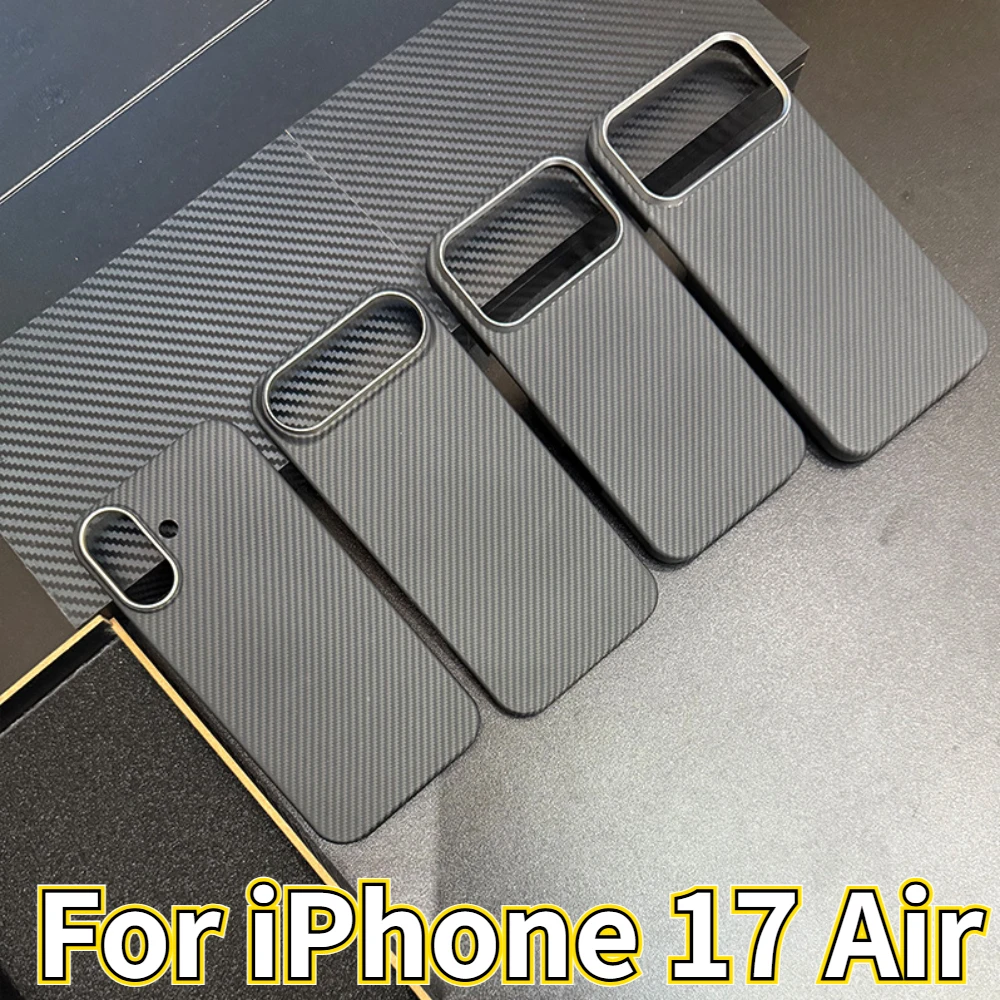 

Магнитный чехол из углеродного волокна для iPhone 17, воздушные чехлы, магнитное металлическое кольцо, ультратонкий чехол из арамидного волокна