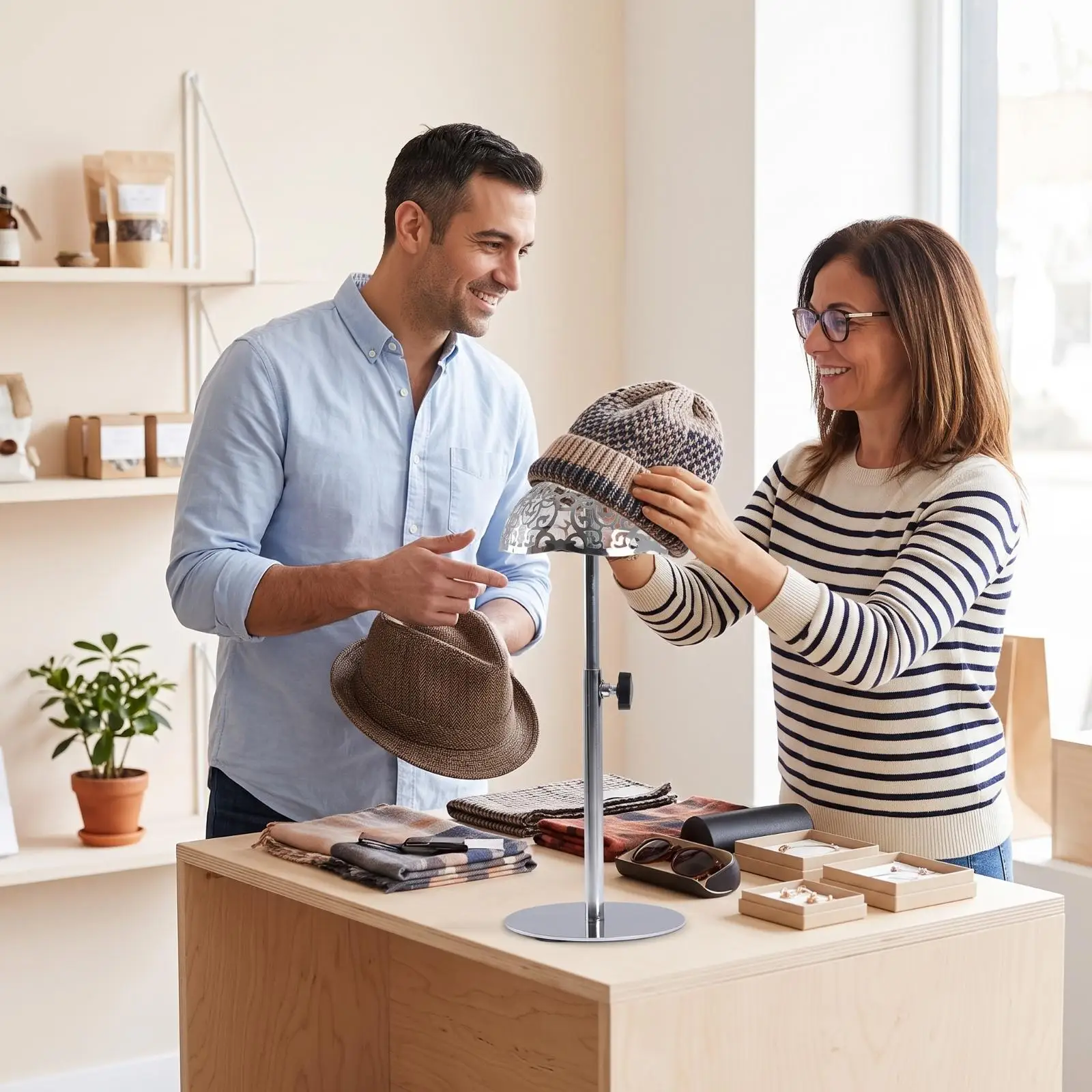 Hat Display Stand Metal Cap Display Stand Rust Resistant for Boutique, Retailers