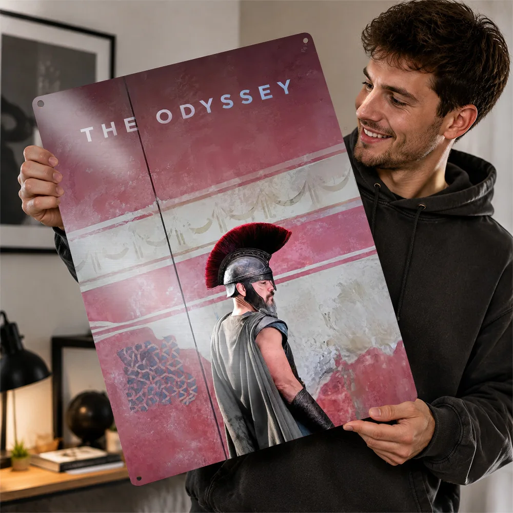 The Odyssey Ancient Greek Warrior Personalized 3D Textured Metal Poster Wall Art Tinplate Sign for Bedroom Decorations Wand Deko