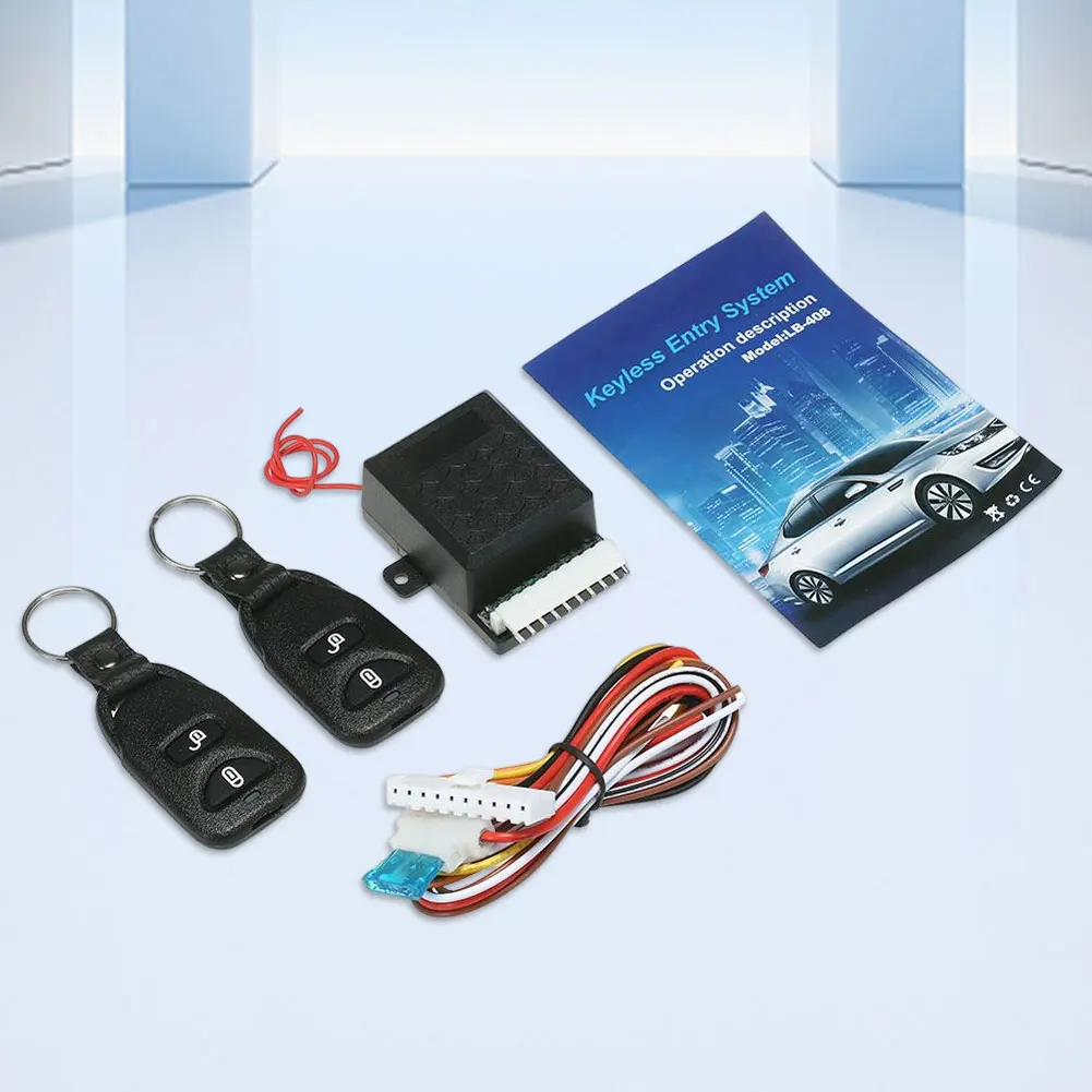12V Auto Locking  Keyless Entry Kit with 2 Remote Control Vehicle Door Lock Anti-Theft System Universal Portable