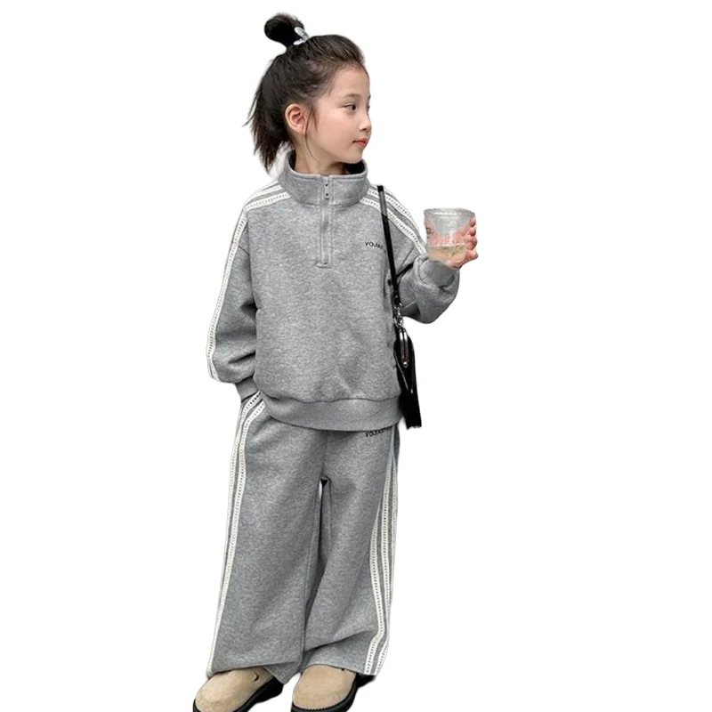 Girls Sweatshirts +Pants Kids Suits 2PCS/Set Cotton 2024 Pullover Spring Autumn Cotton Tracksuit Jogging Suit Christmas Gift Chi