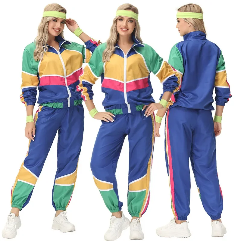 Couples Retro Hippie Costumes for Men Women Carnival Halloween Party 70s 80s Rock Hip-Hop Disco Clothing Suit Cosplay Outfits