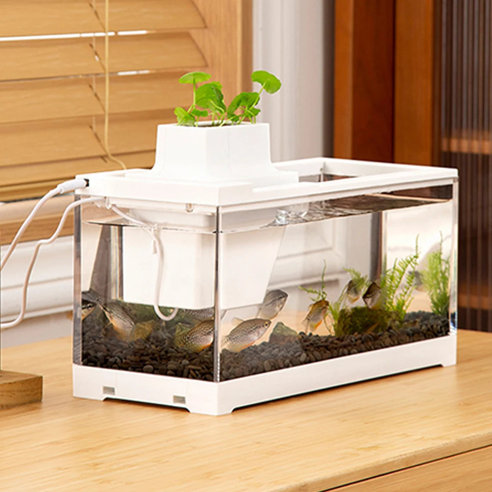 

Water Flow Small Fish Tank Micro Landscape Creative Filter Mute Office Desktop Home Ornaments Heating Tropical Pet Products