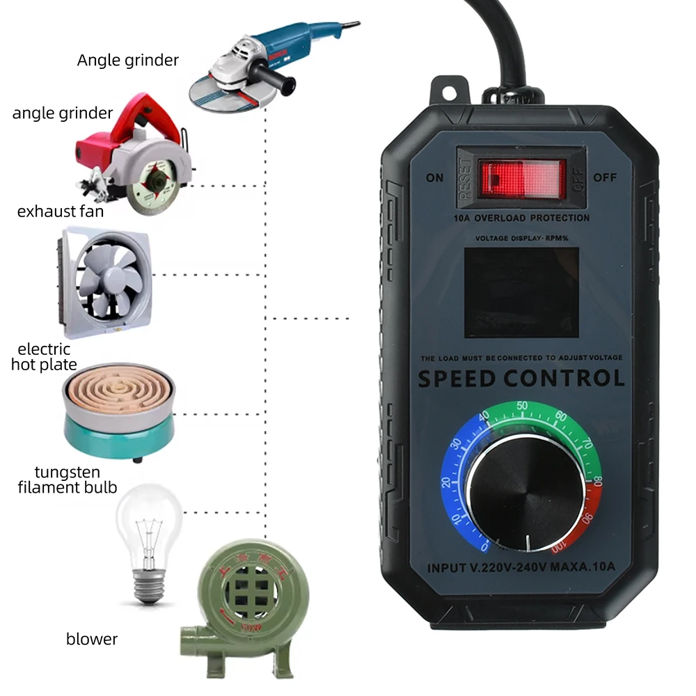 4000W Motor Speed Controller 10A AC 220V High-Power SCR Voltage Regulator for Fans Angle Grinders Industrial Use