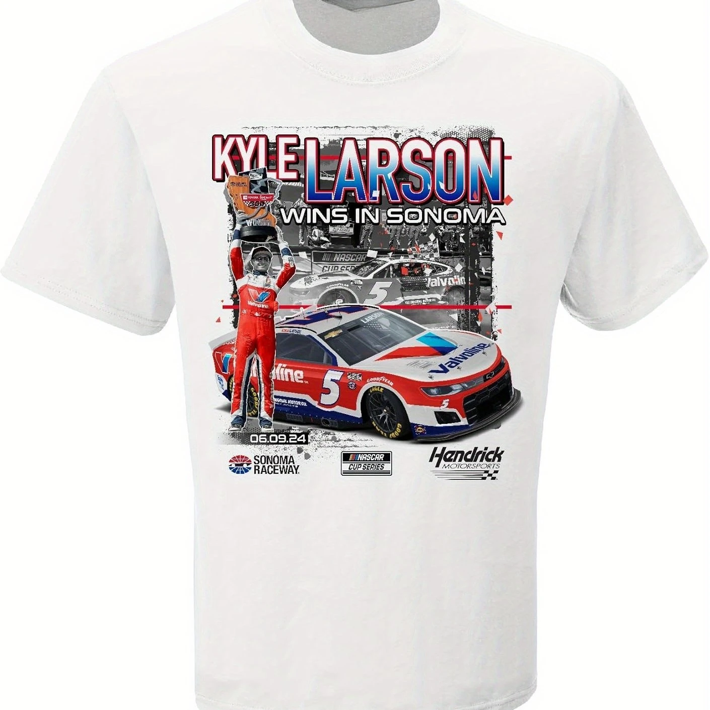 

Men's 100% Cotton Crew Neck T-Shirt Kyle Larson Wins Insomnia 500 Race Car Design Soft Comfortable Casual Tee Fans Short Sleeve