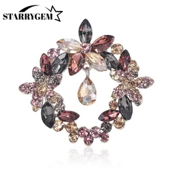 Rhinestone Garland Brooches for Women 4-color Handmade Flowers Party Casual Brooch Pin Gifts