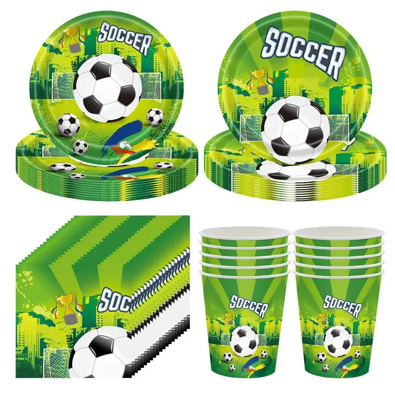 Football Parties Supplies Complete Plates Cups Napkins Parties Decorations Set Exquisite Sports Birthday Decor Sturdy For