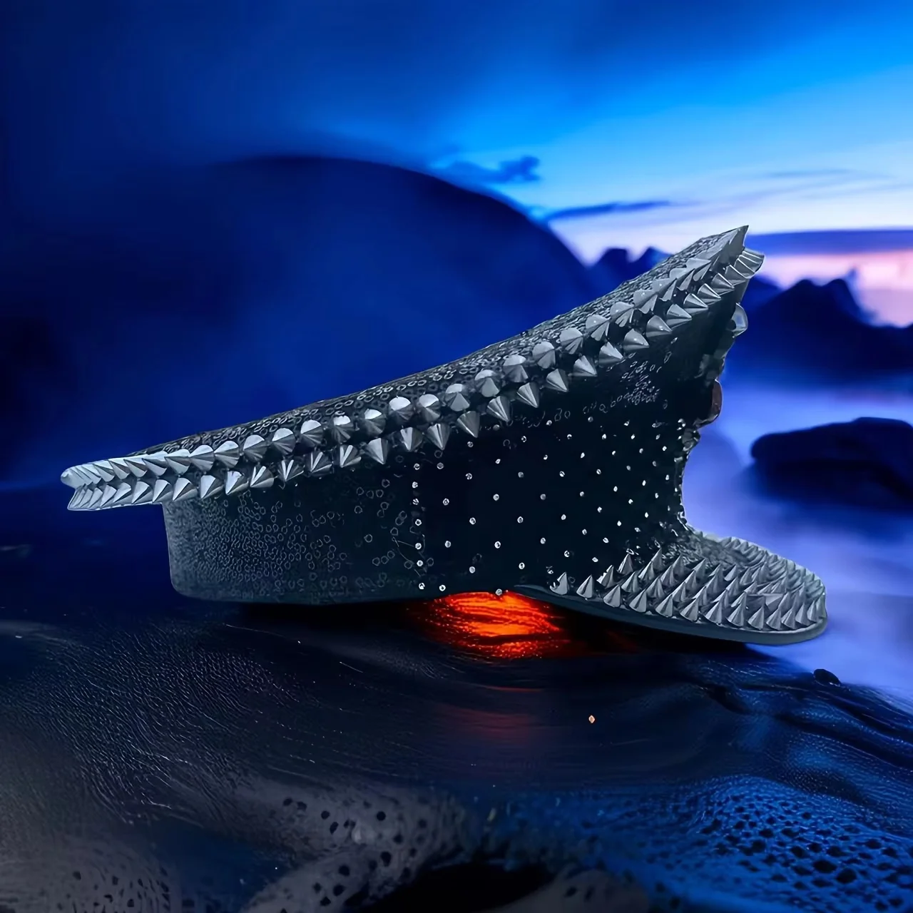 홍루안 옐로우 레이저 가죽 루프 캡틴 모자, 여성용 라인스톤 & 밀리터리 캡, 레이브 페스티벌 액세서리 & 파티 캡 남성용