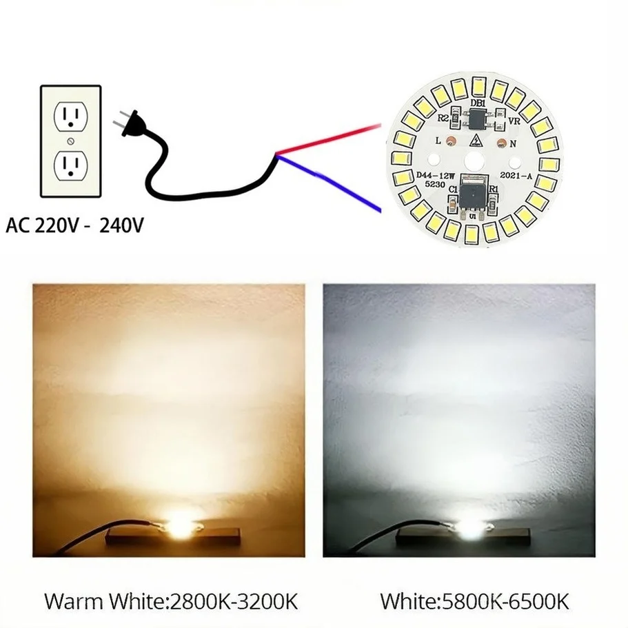 10pcs/lot LED Chip 3W 5W 7W 9W 12W 15W No Need Driver AC 220V-240V SMD 2835 Cold Warm White Round Lamp Beads for Bulb