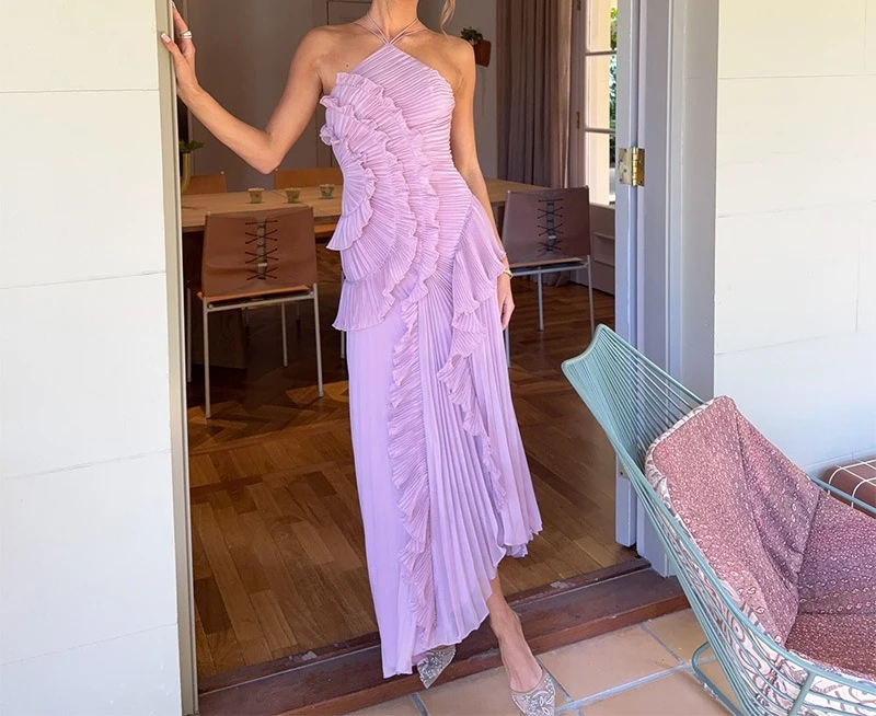 2025 Spring New Floral Print Off Shoulder Ruffle Layered Maxi Dress Elegant Lady Style
