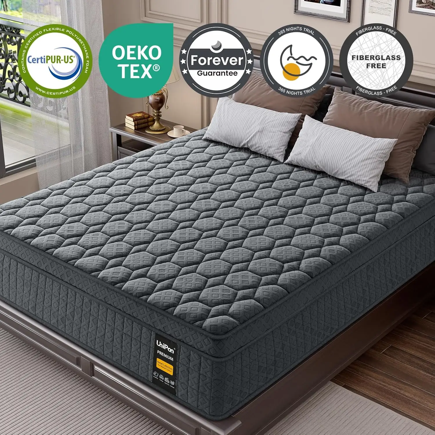 14 inch Firm Mattress Queen, Hybrid Mattress with Back and Lumbar Hip Support, Fiberglass Free, 365 Nights Trial,, Customized image 5
