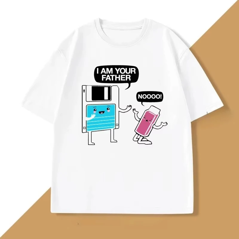 Funny I Am Your Father Floppy Disk T Shirt Computer Science Print Round Neck Short Sleeve Summer Women Casual Tops