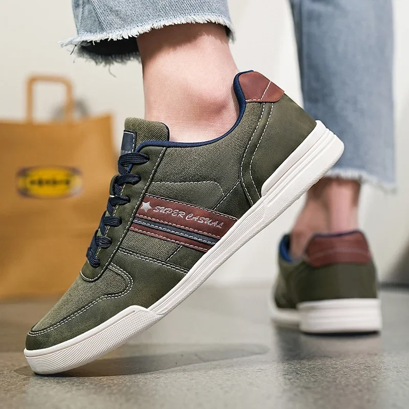 ELUVA Herren Canvas-Schuhe Hochwertige Atmungsaktive Schnürschuhe Große Größen bis 48 Komfortable Weiche Sohle Rutschfeste Casual Skateboard-Schuhe für Männer – Detail 12