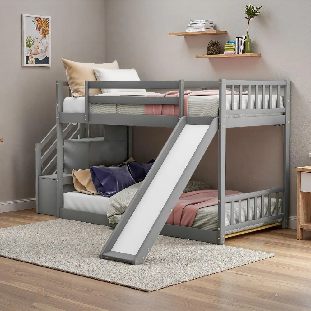 سرير نهاري VIAGDO مقاس مزدوج مع درجين للتخزين ومحطة شحن، إطار سرير نهاري معدني مزدوج مع لوح أمامي للرف وإضاءة LED