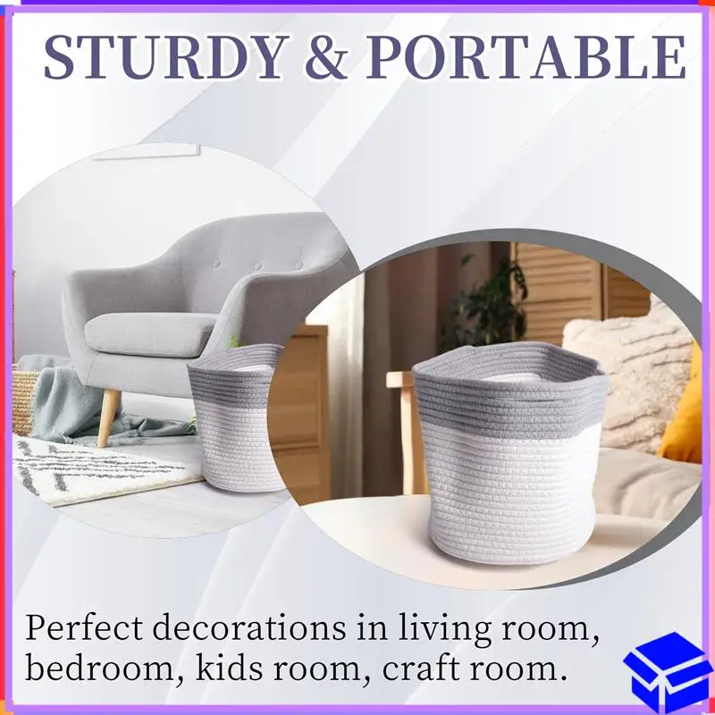 

Reliable Cotton Rope Storage Baskets Bin Storage Square Organizer Foldable Decorative Woven Basket With Handles