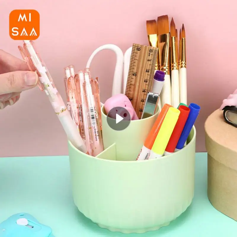 Rotating Pen Holder Mellow Durable High Capacity Stable No Lag Makeup Brush Holder Save Space Convenient Enlarge The Base Smooth