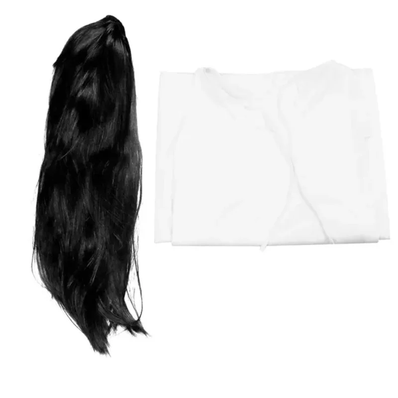 2025 nuevo vestido de novia traje de zombi disfraz de Sadako aterrador disfraz de fantasma blanco para mujer disfraz de Halloween ★ ☆ ★