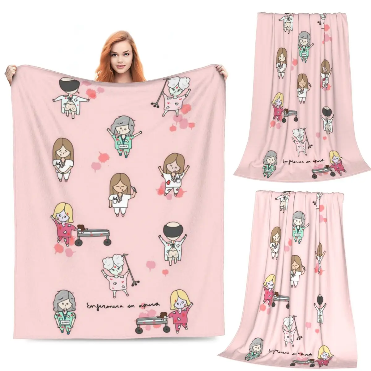 Doctor Nurse Enfermera En Apuros Merch Blanket Soft Warm Flannel Throw Blanket Cover for Bed Livingroom Picnic Travel Home Couch
