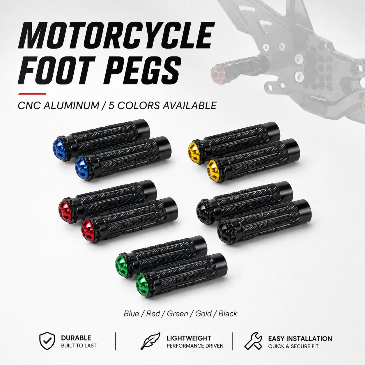 Universal Motorcycle CNC Aluminum Elevating Pedal Accessories Big Step Rod/Big Pedal  For BMW Kawasaki Yamaha Suzuki Aprilia CFM