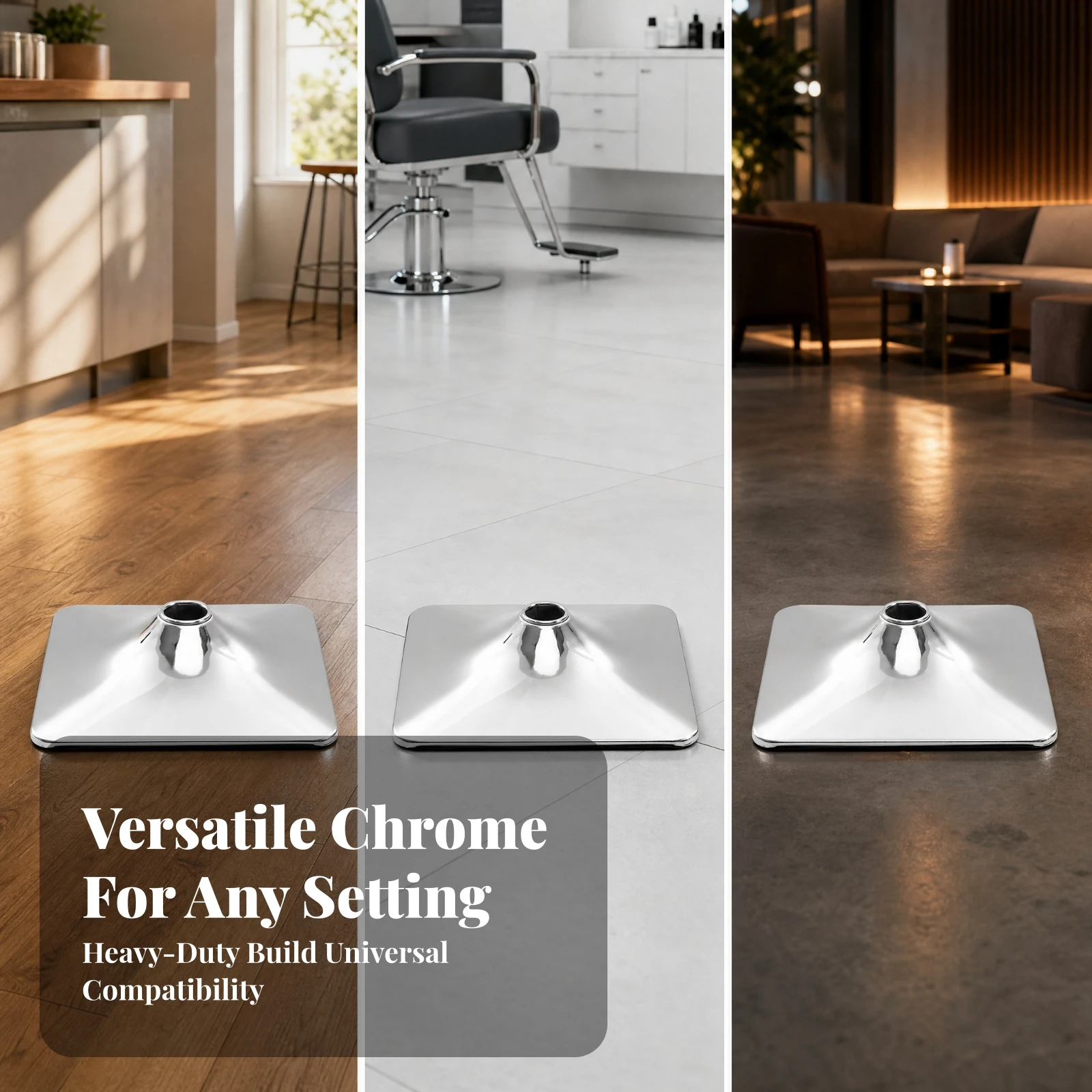 Chrome-Plated Base Plate with Mounting Collar Heavy Duty Bar Stool Replacement Base Furniture Hardware Universal