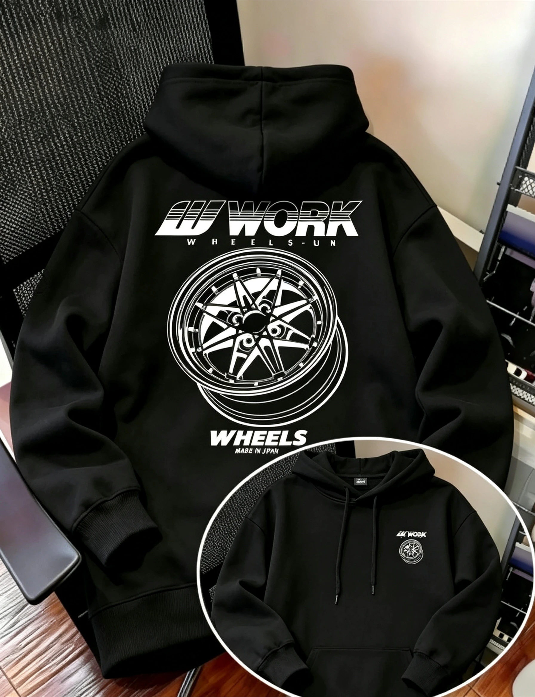 Bestseller Hoodie für Männer Vintage Japan Auto-Tuning-Kultur Lässiger Kapuzenpullover Übergroßer Lockerer Streetwear-Pullover mit Tasche