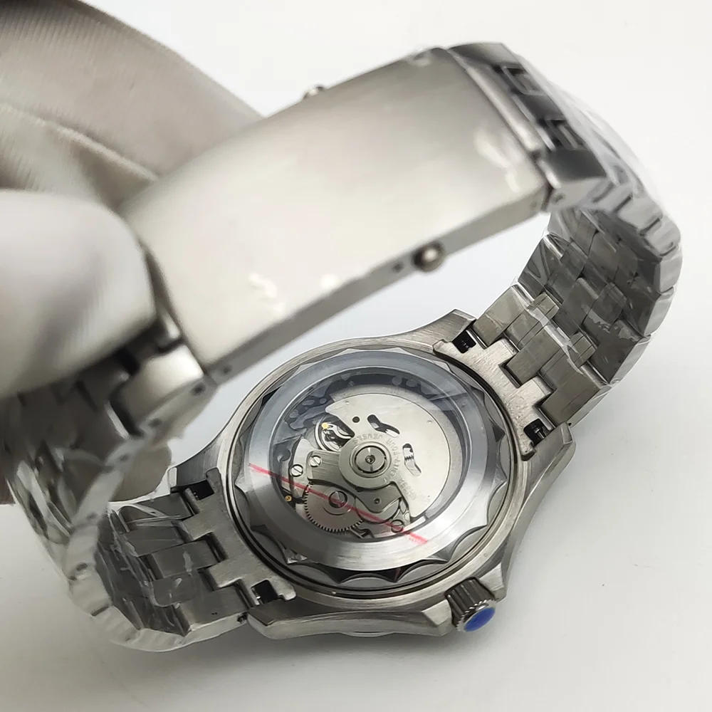 ساعة رجالية شخصية ، الاتصال الهاتفي نمط الأرض الحمراء ، الظهر شفافة ، مضيئة ، الفولاذ المقاوم للصدأ ، مقاوم للماء