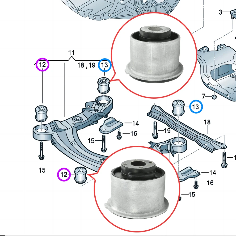 4PCS Auto Parts Front Axle Beam Subframe Mounting For Audi A6 Allroad 4FH Avant 4F5 4F2 C6 S6 RS6 4F0399415C 4F0399419E